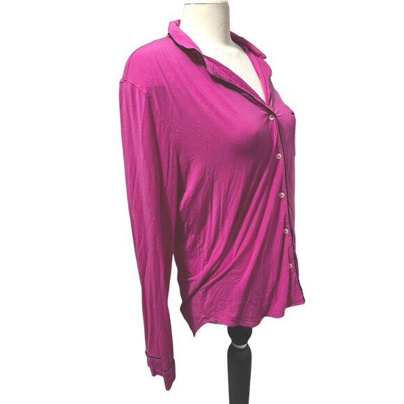 Victoria's Secret Hot Pink Collared Soft Sleep Shirt Sz Small Womens Long Sleeve - Picture 10 of 13